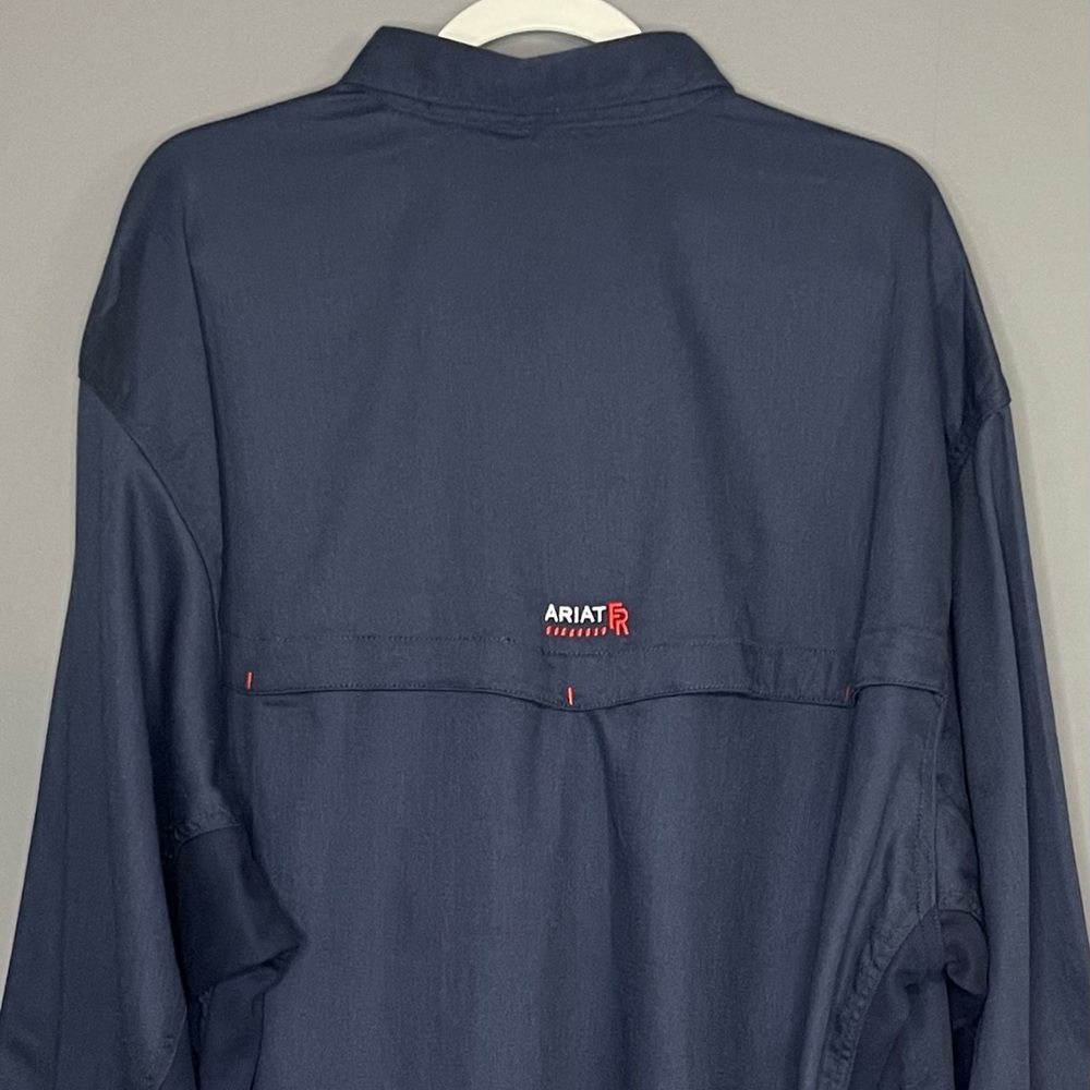 Ariat FR‎ Solid Vent Work Shirt Long Sleeve Navy Blue Cat 2 NWT - Picture 7 of 14